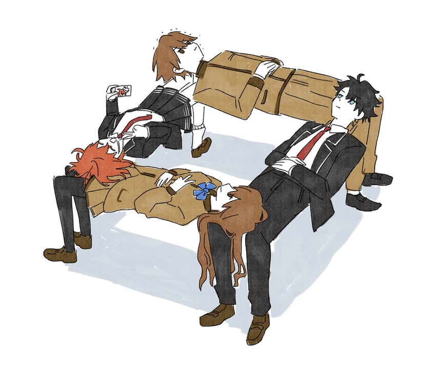 fujimaru ritsuka and kishinami hakuno (fate and 2 more) drawn by totetote_x