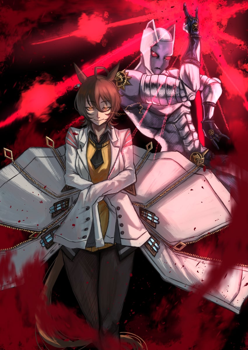 agnes tachyon and killer queen (umamusume and 2 more) drawn by hasewo