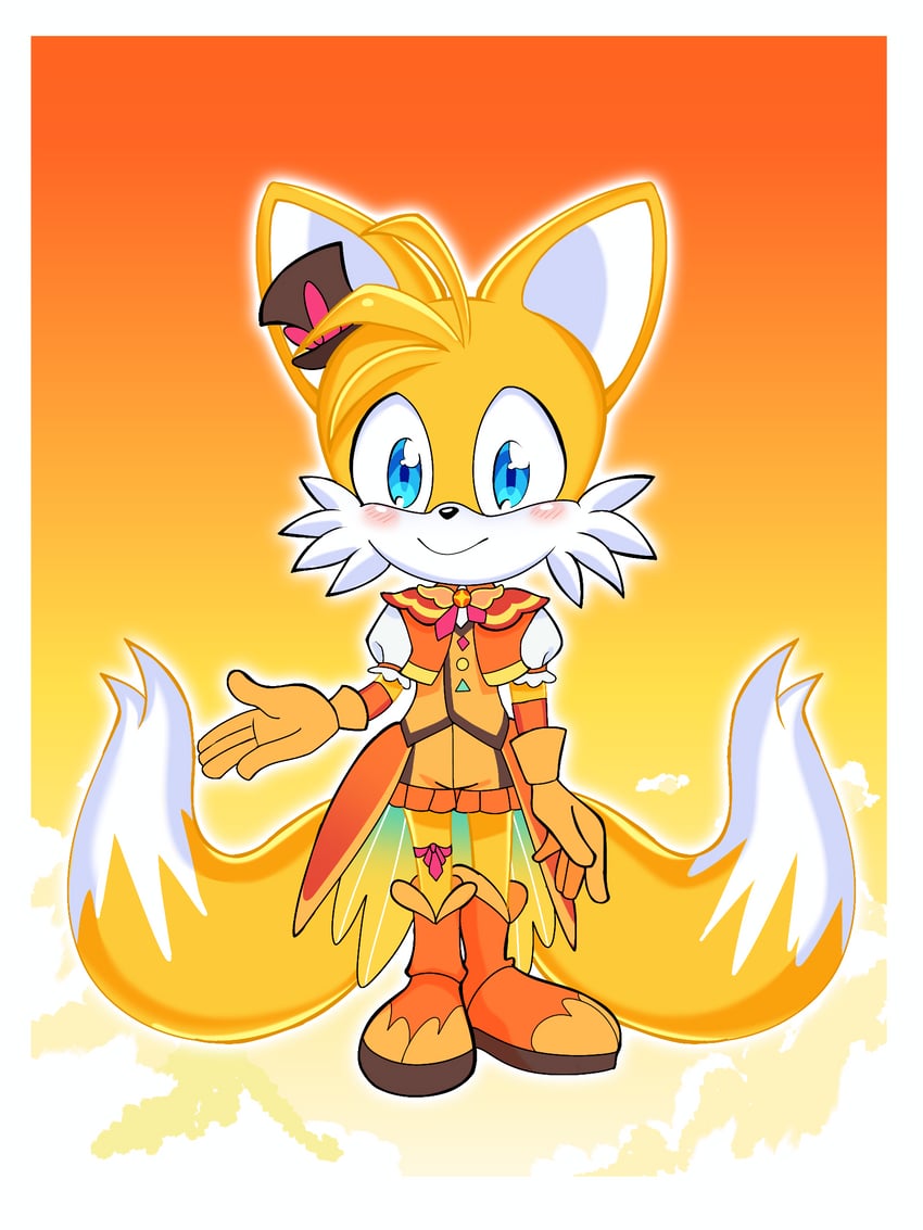 tails and cure wing (precure and 2 more) drawn by kuro_(user_uwrm3742)
