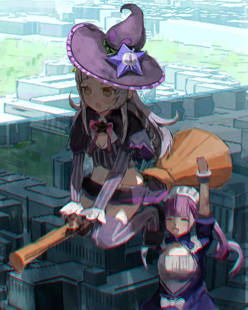 minato aqua and murasaki shion (hololive) drawn by gin_e12