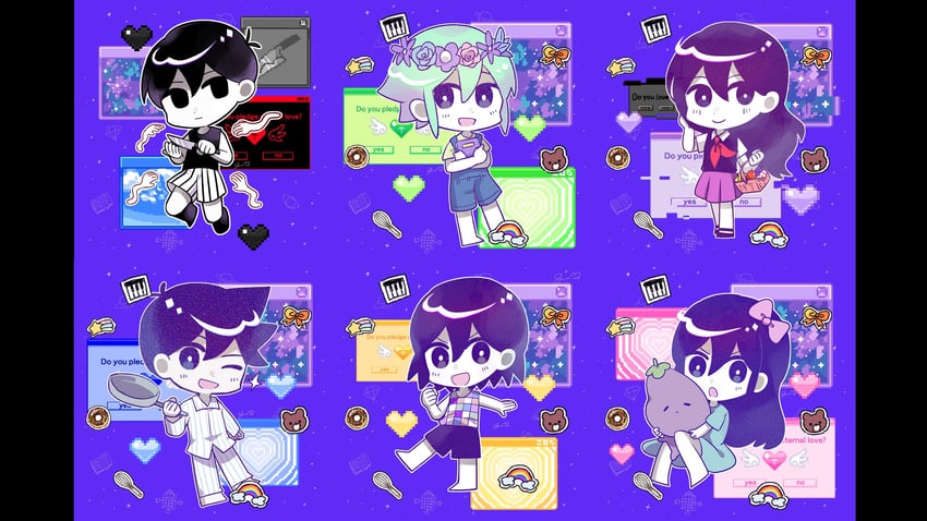 omori, basil, aubrey, mari, kel, and 2 more (omori) drawn by genk1zam4s