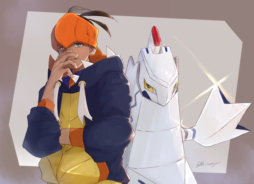 raihan and duraludon (pokemon and 1 more) drawn by kk_ntozai