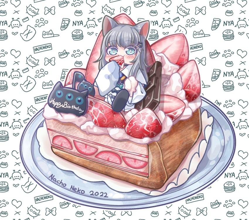 nachoneko and hennyano (indie virtual youtuber) drawn by monja_(monja0521)