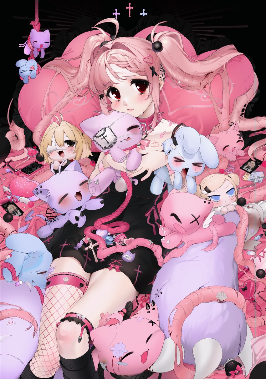 veinte, lilith, lilith cat, and helena (original) drawn by unxi