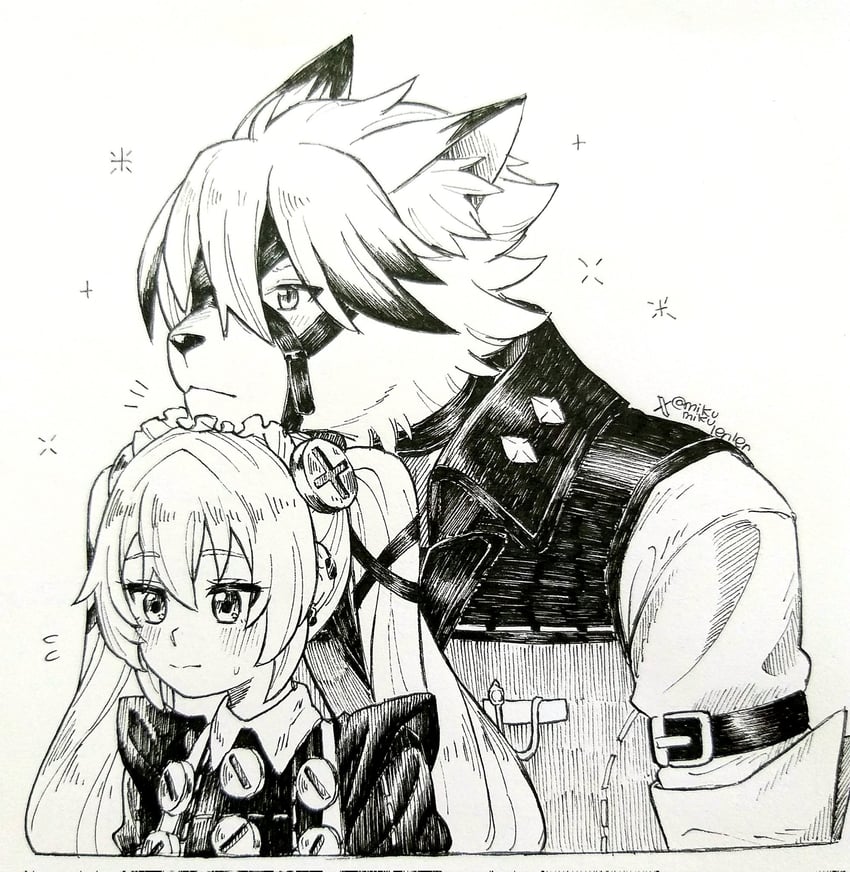 von lycaon and corin wickes (zenless zone zero) drawn by ariamikukanzaki