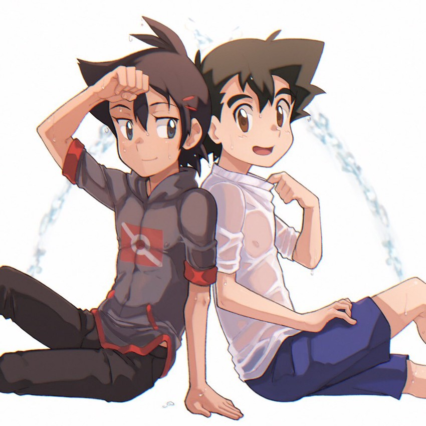 ash ketchum and goh (pokemon and 1 more) drawn by tama!_(lazyturtle)