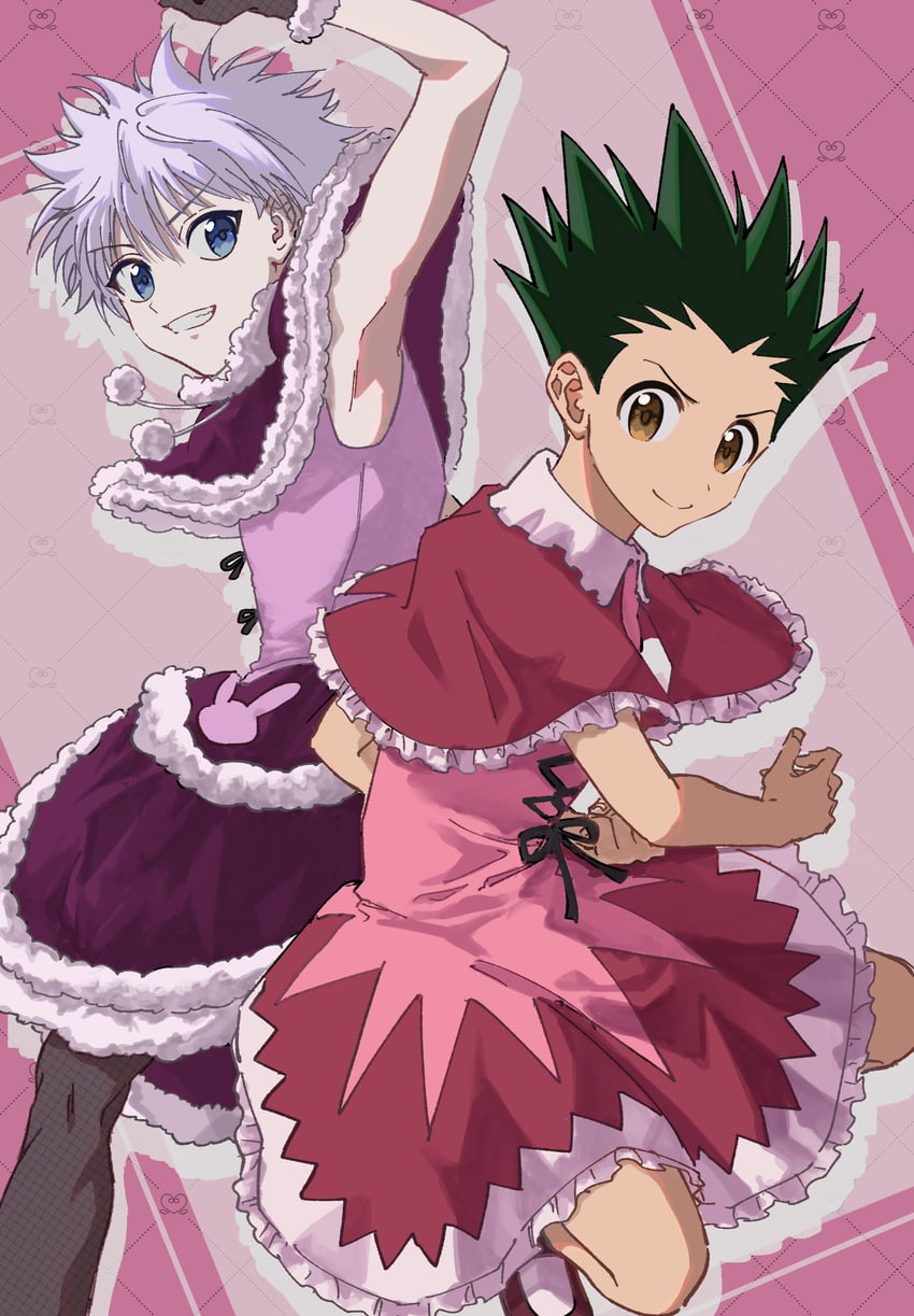 killua zoldyck, gon freecss, and biscuit krueger (hunter x hunter) drawn by re_tae44