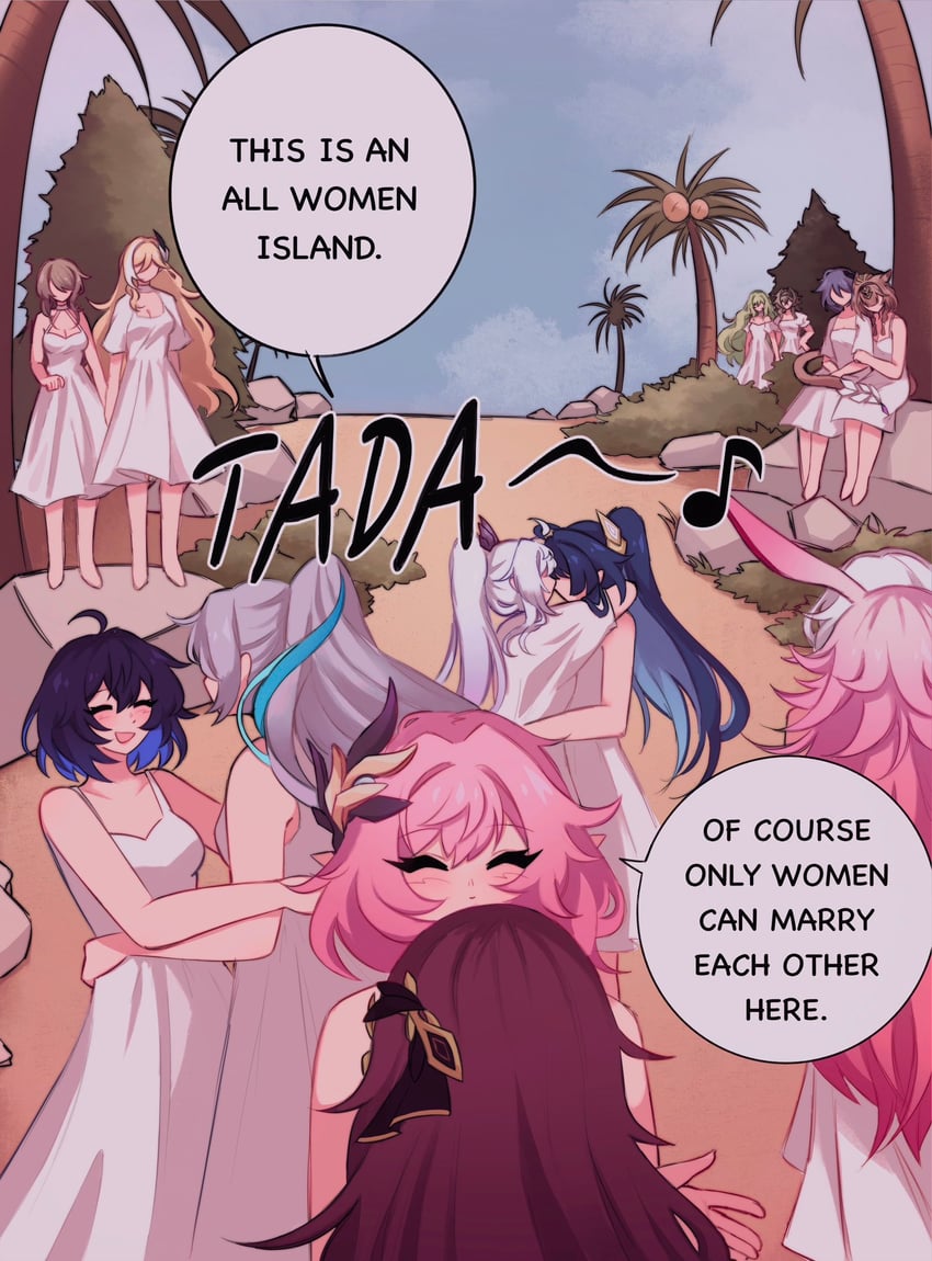 elysia, kiana kaslana, raiden mei, fu hua, bronya zaychik, and 8 more (honkai and 1 more) drawn by minxinq
