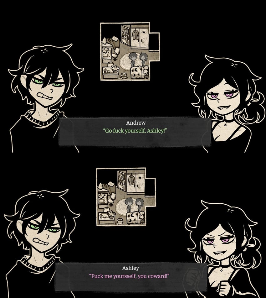 ashley graves and andrew graves (the coffin of andy and leyley) drawn by nemlei