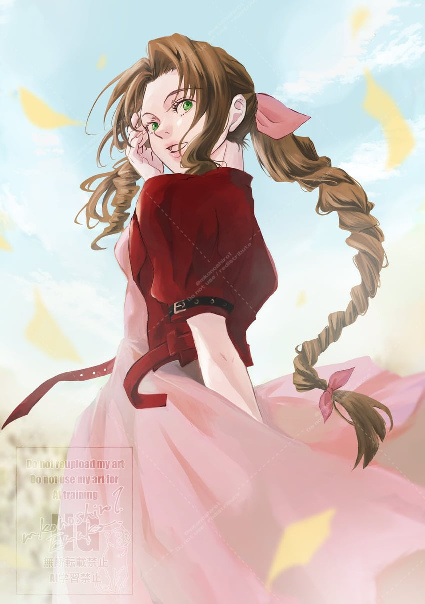 aerith gainsborough (final fantasy and 2 more) drawn by mkonoshiro1