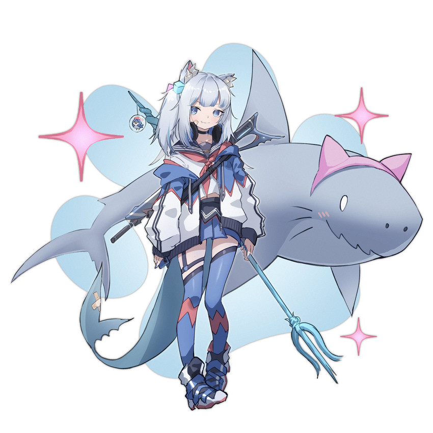 gawr gura and bloop (hololive and 1 more) drawn by einheadt