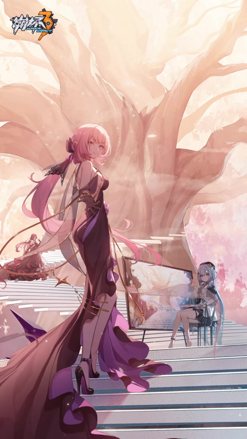 elysia, griseo, and eden (honkai and 1 more) drawn by de_da_xianyu