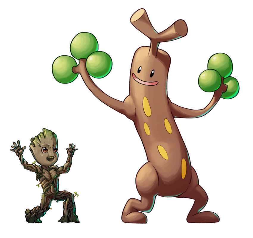 sudowoodo and groot (pokemon and 3 more) drawn by metalmorag