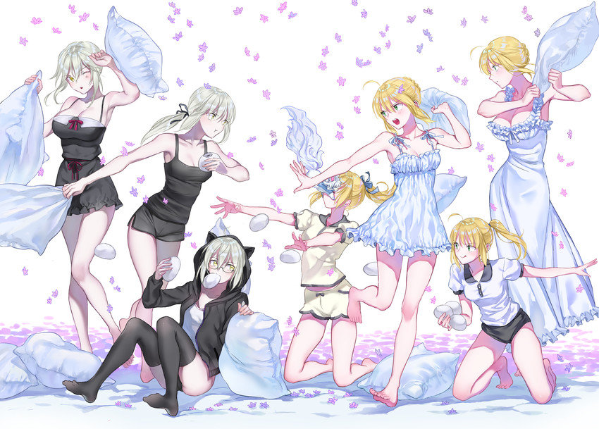 artoria pendragon, saber, saber alter, fou, saber lily, and 2 more (fate and 1 more) drawn by nipi27