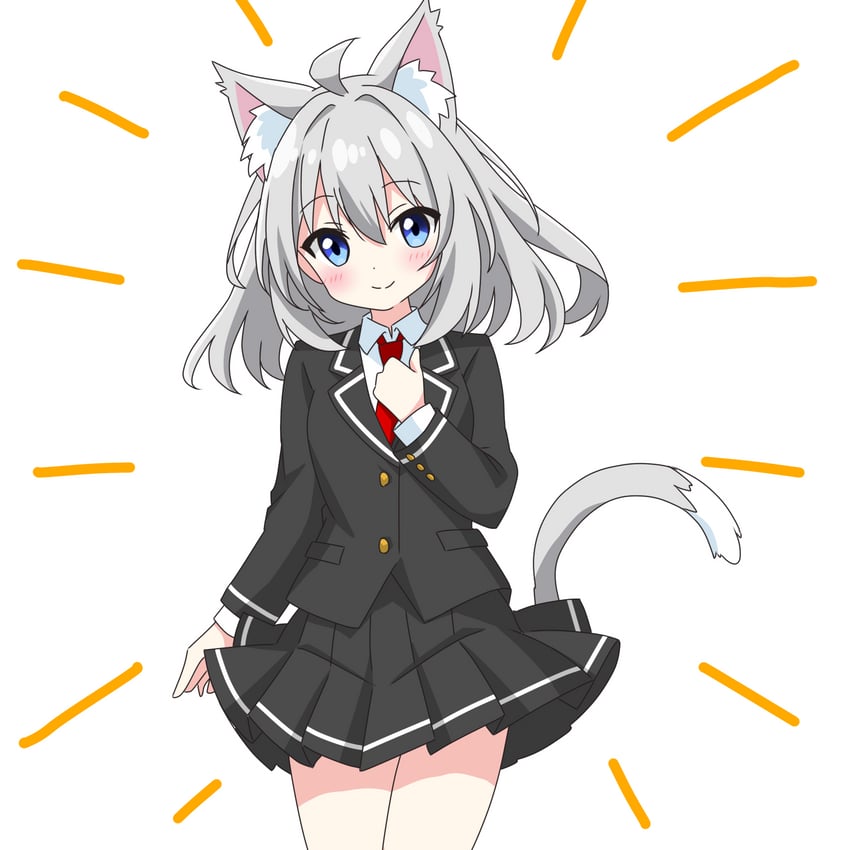grey-haired cat girl (original) drawn by kotatsu-mazoku