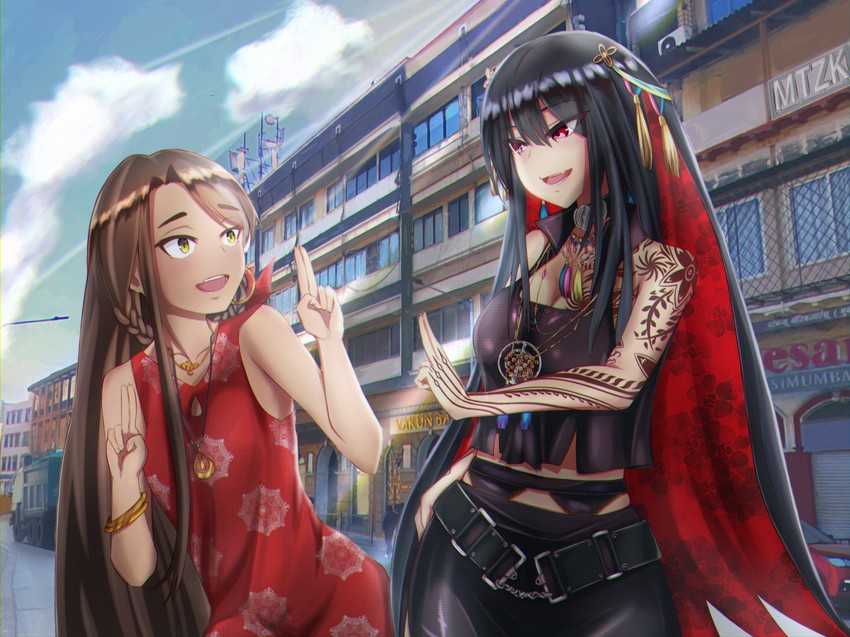 noor and aadya (nijisanji and 1 more) drawn by mtzk_pawoo