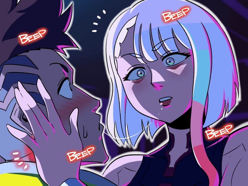 lucy and david martinez (cyberpunk and 1 more) drawn by tina_fate