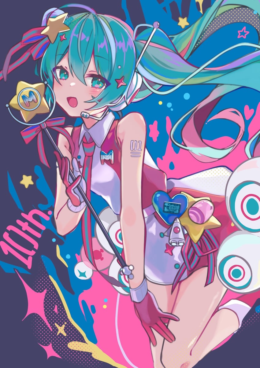 hatsune miku and magical mirai miku (vocaloid and 1 more) drawn by koutya_cat