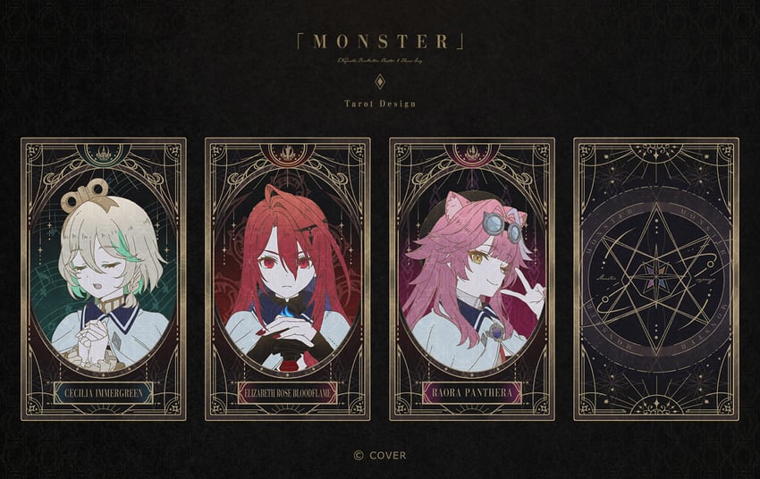 raora panthera, cecilia immergreen, and elizabeth rose bloodflame (hololive and 2 more) drawn by mokoppe
