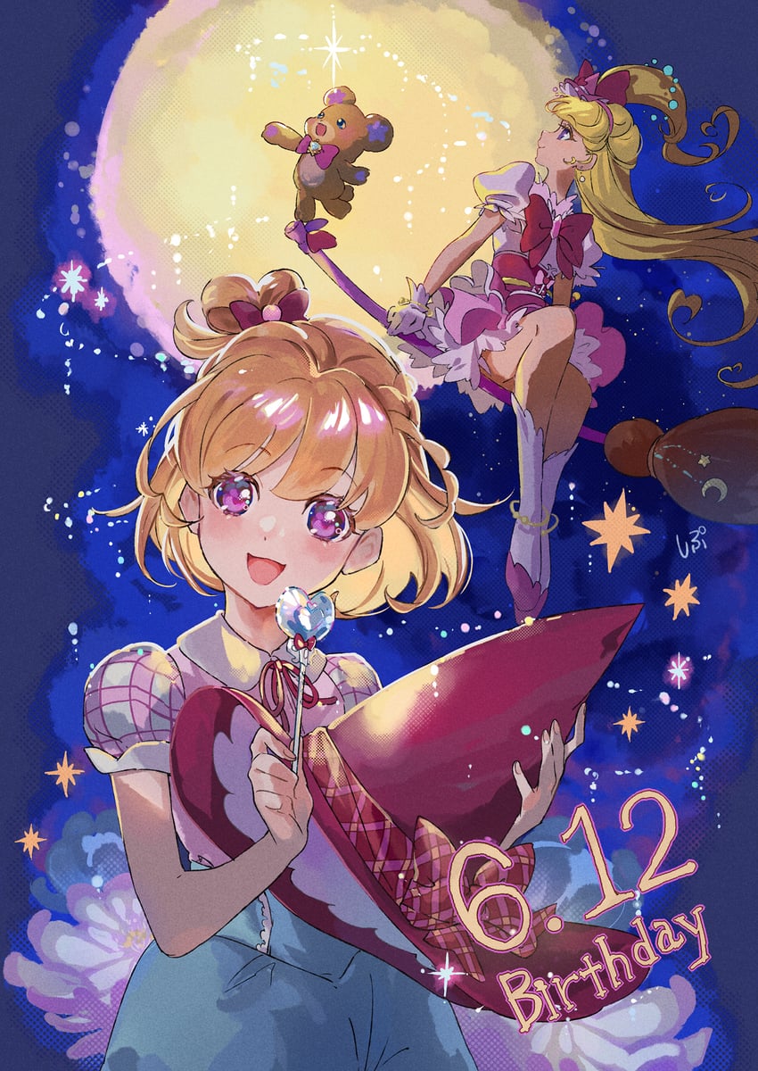 asahina mirai, cure miracle, and mofurun (precure and 1 more) drawn by shipu_(gassyumaron)