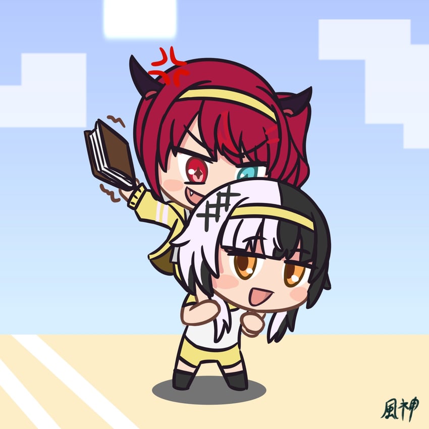 shiori novella and irys (hololive and 2 more) drawn by fuugami