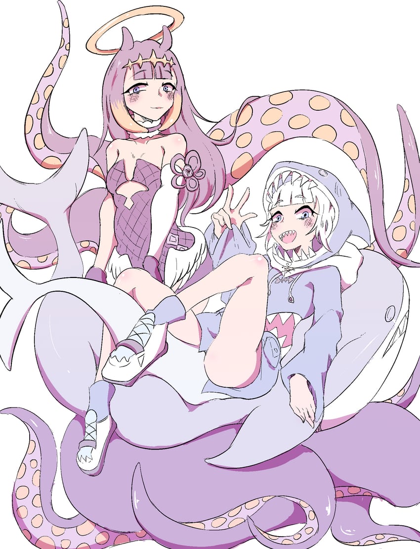 gawr gura and ninomae ina'nis (hololive and 1 more) drawn by bluepudding