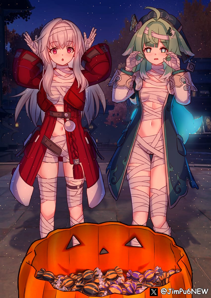 huohuo and clara (honkai and 1 more) drawn by jimpu6