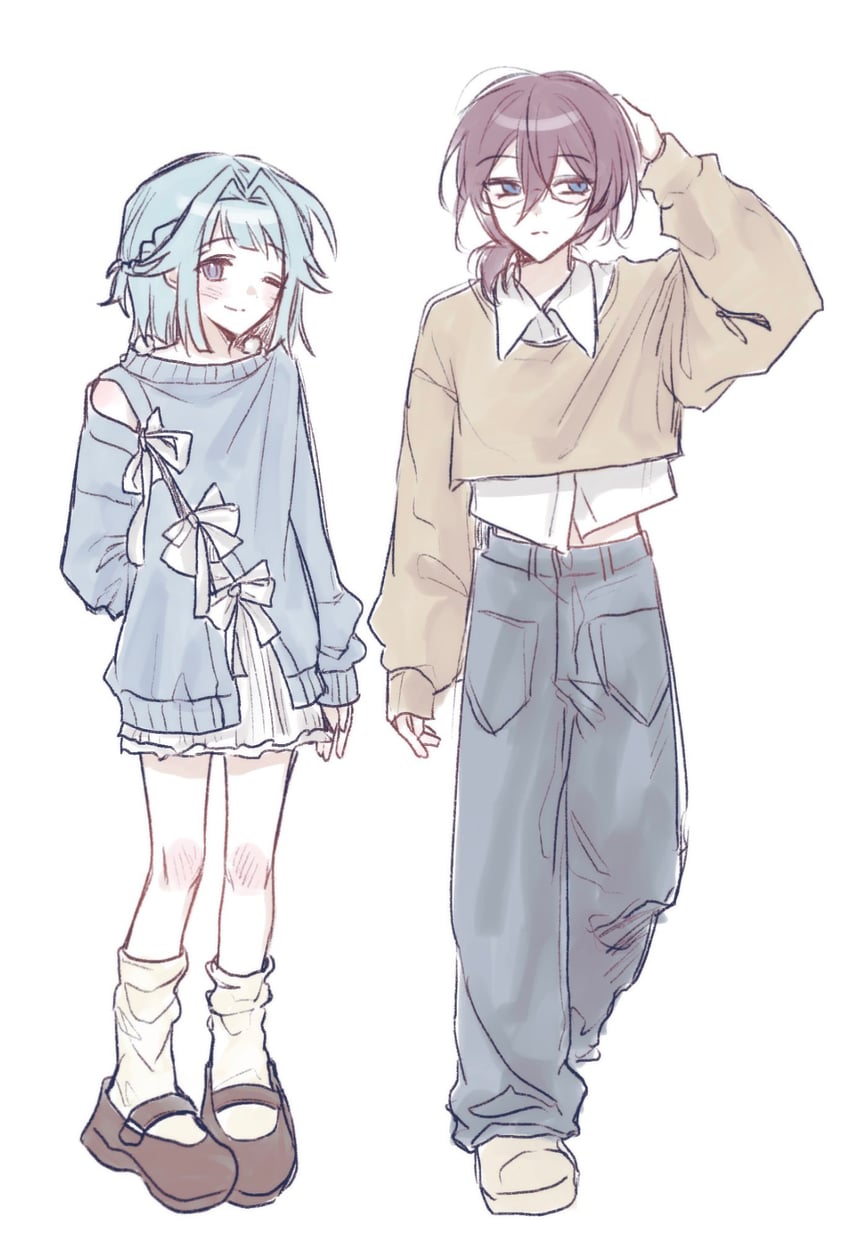 shino hajime and saegusa ibara (ensemble stars!) drawn by tw0nyang