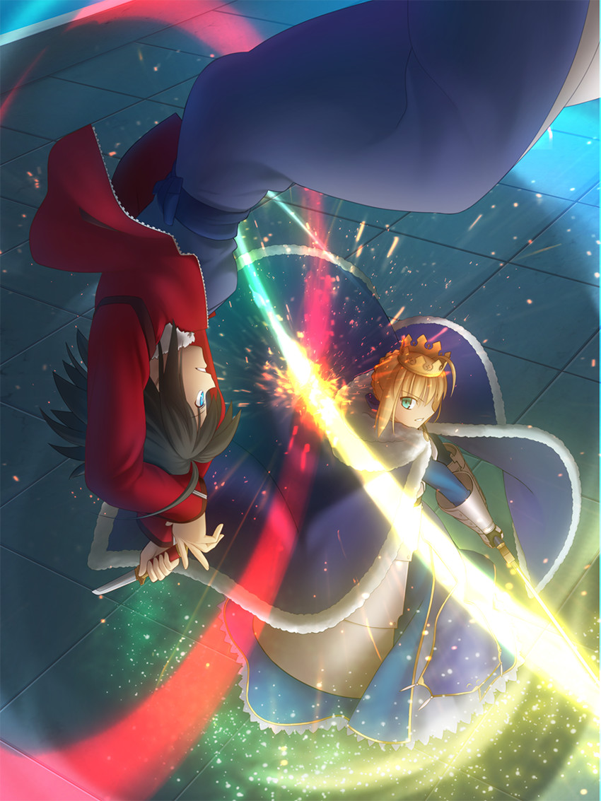 artoria pendragon, saber, and ryougi shiki (fate and 1 more) drawn by shoori_(migiha)