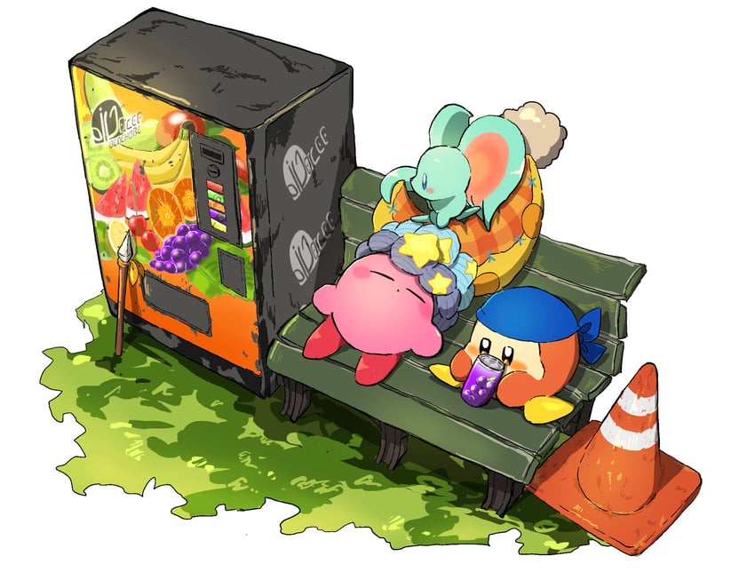 kirby, bandana waddle dee, elfilin, sleep kirby, and deep sleep kirby (kirby and 1 more) drawn by cns