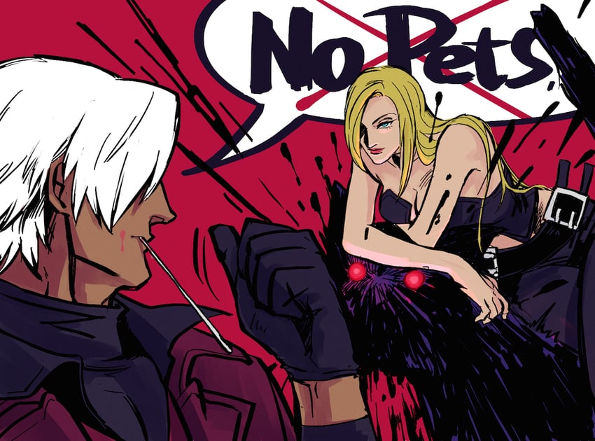 dante and trish (devil may cry and 1 more) drawn by nama29_m