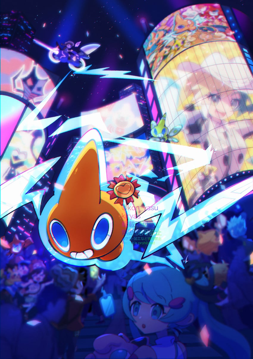 hatsune miku, pikachu, ash ketchum, selene, rotom, and 10 more (pokemon and 6 more) drawn by kirrim
