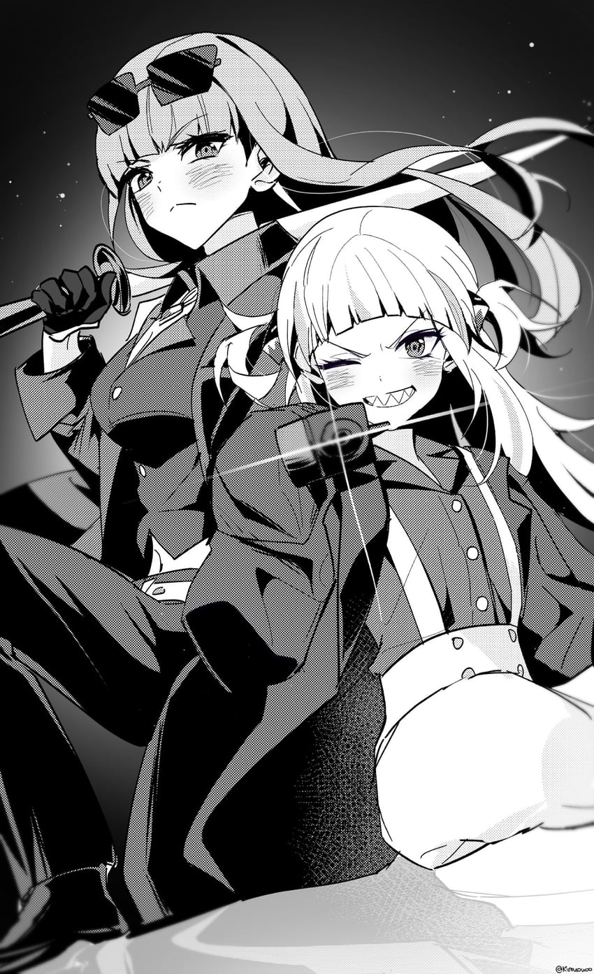 gawr gura and mori calliope (hololive and 2 more) drawn by kimuouoo
