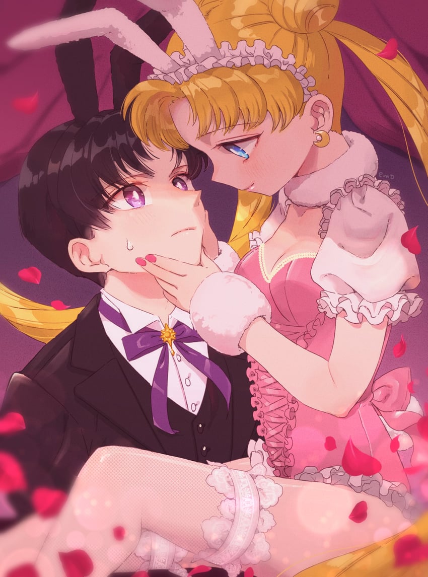 tsukino usagi and chiba mamoru (bishoujo senshi sailor moon) drawn by yyemoyy