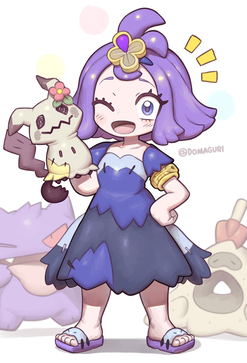 gengar, mimikyu, acerola, and sandygast (pokemon and 1 more) drawn by domaguri