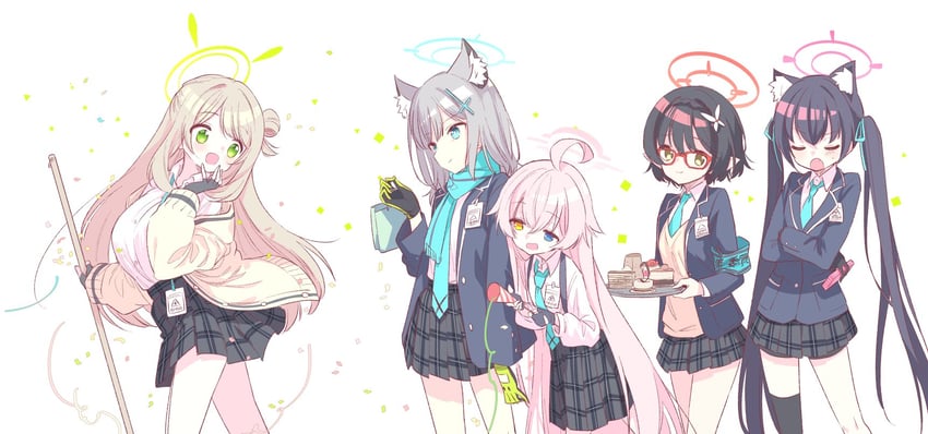 shiroko, hoshino, nonomi, serika, and ayane (blue archive) drawn by nogiwa_kaede
