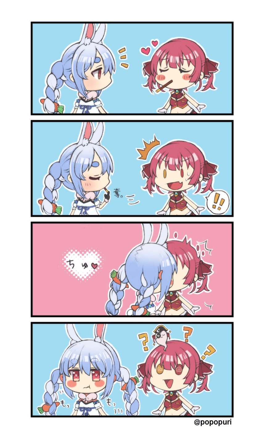 houshou marine and usada pekora (hololive) drawn by popo_(popopuri)