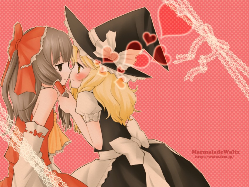 hakurei reimu and kirisame marisa (touhou) drawn by miyata_waltz