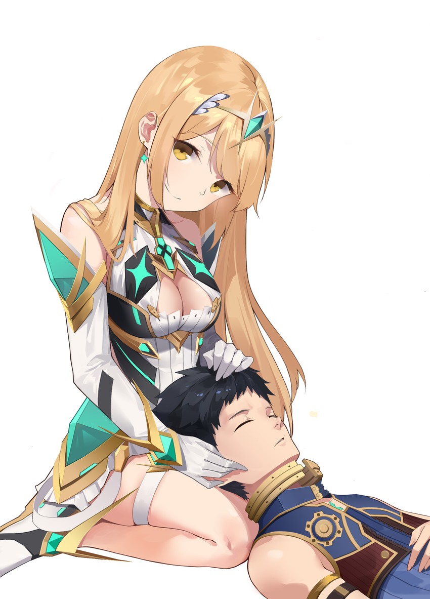 mythra and rex (xenoblade chronicles and 1 more) drawn by evan_(pixiv7510743)