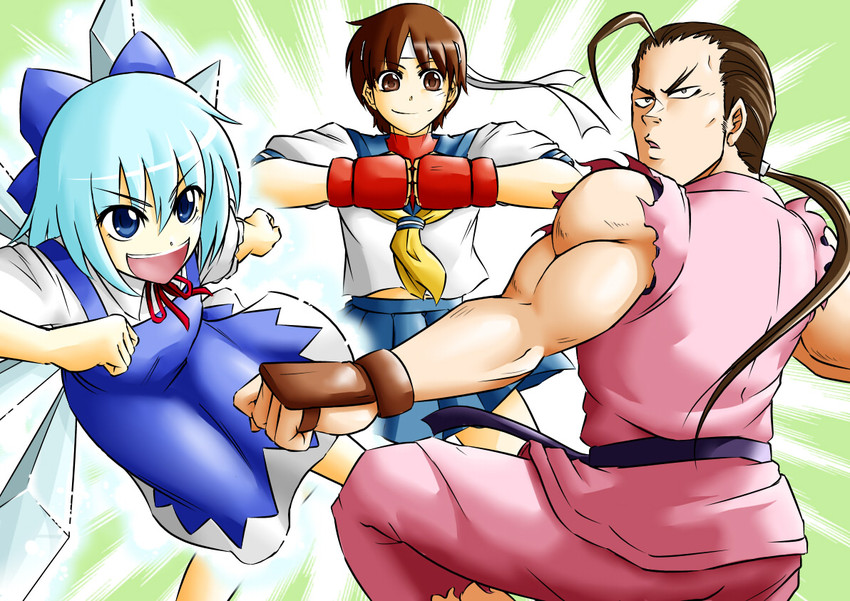 cirno, kasugano sakura, and hibiki dan (touhou and 2 more) drawn by kanno_takanori