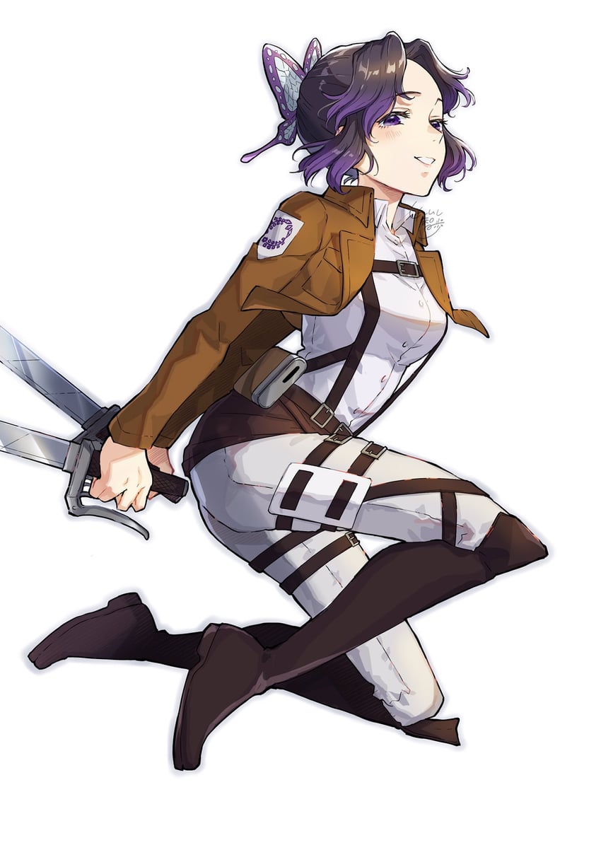 kochou shinobu (kimetsu no yaiba and 1 more) drawn by shinishi_chiho