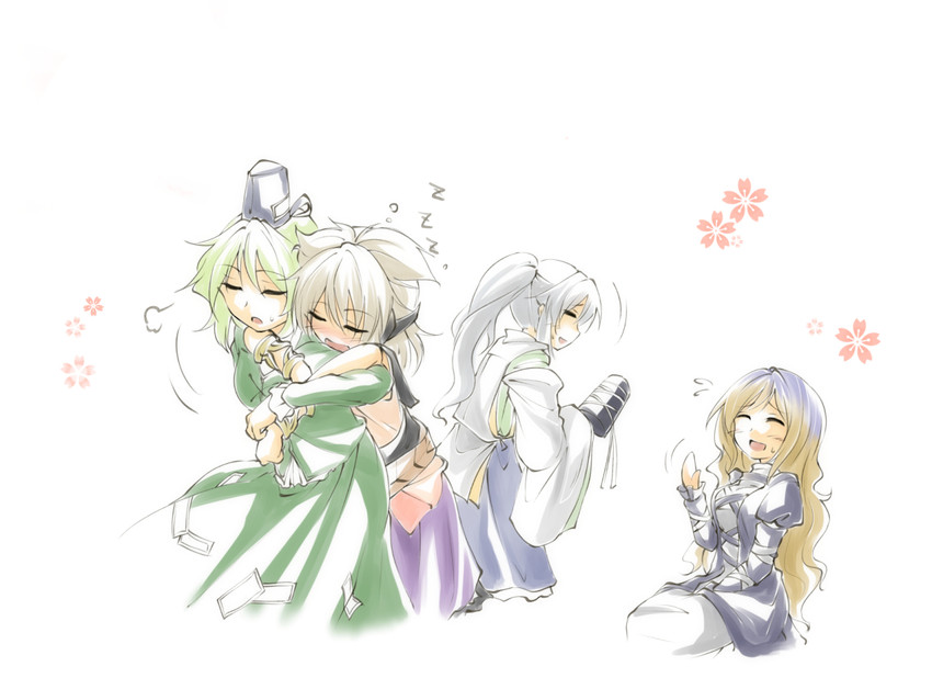 hijiri byakuren, toyosatomimi no miko, mononobe no futo, and soga no tojiko (touhou) drawn by kakao_(noise-111)