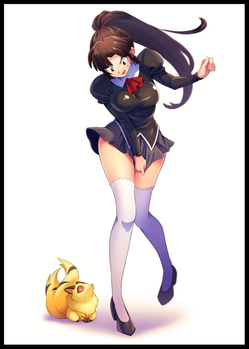 black delmo, sango, and kirara (inuyasha and 2 more) drawn by abiko_yuuji