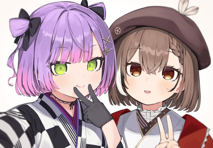 nanashi mumei and tokoyami towa (hololive and 1 more) drawn by seramikku