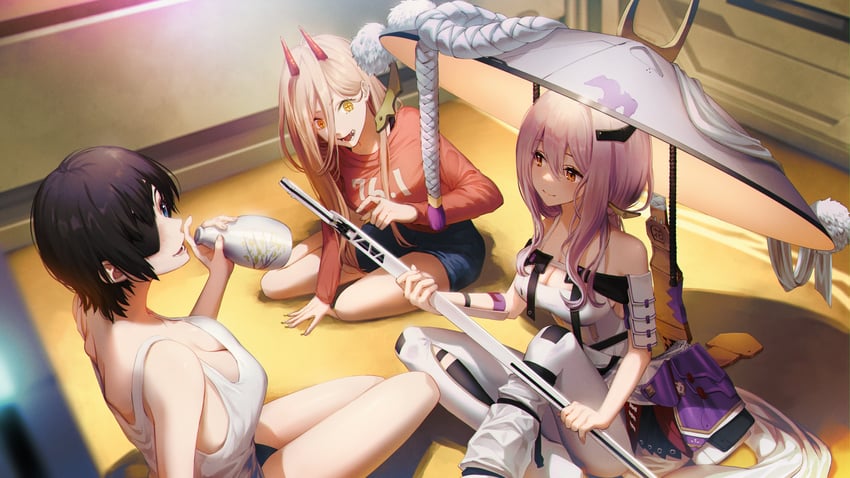power, himeno, and scarlet (chainsaw man and 1 more) drawn by champi