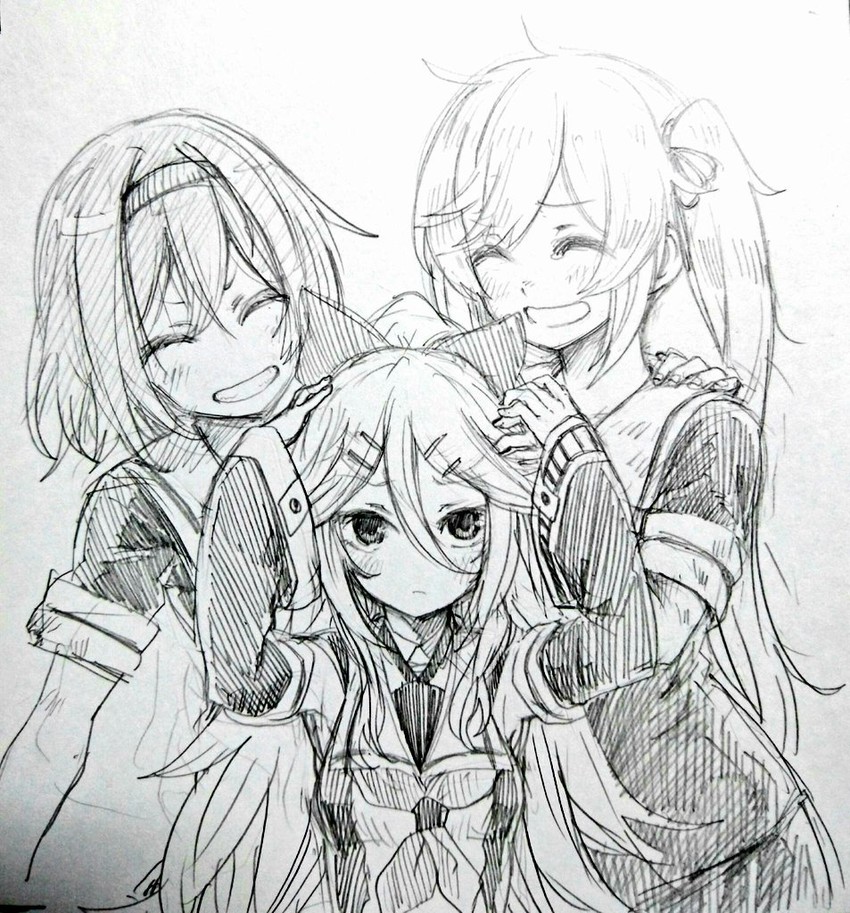 murasame, yamakaze, and shiratsuyu (kantai collection) drawn by gouta_(nagishiro6624)