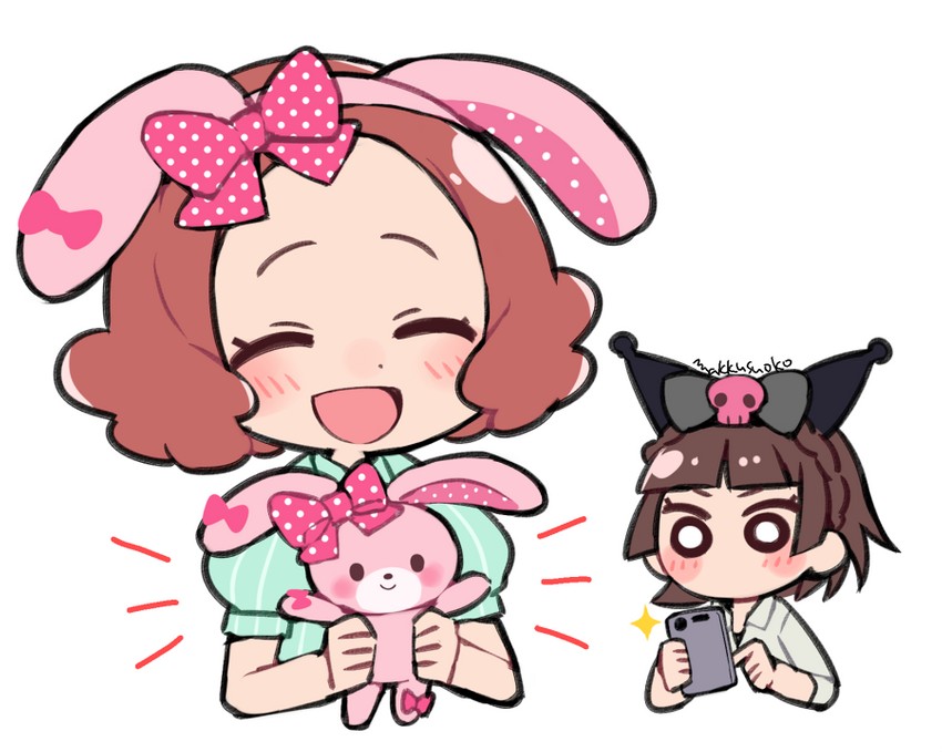 niijima makoto, okumura haru, kuromi, and bonbonribbon (persona and 3 more) drawn by do_m_kaeru
