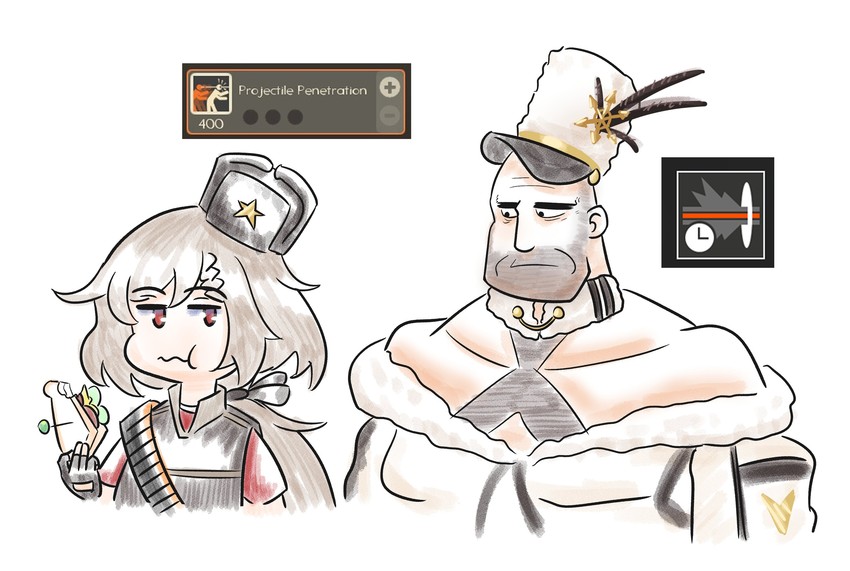 heavy, red heavy, and kord (girls' frontline and 1 more) drawn by serjatronic