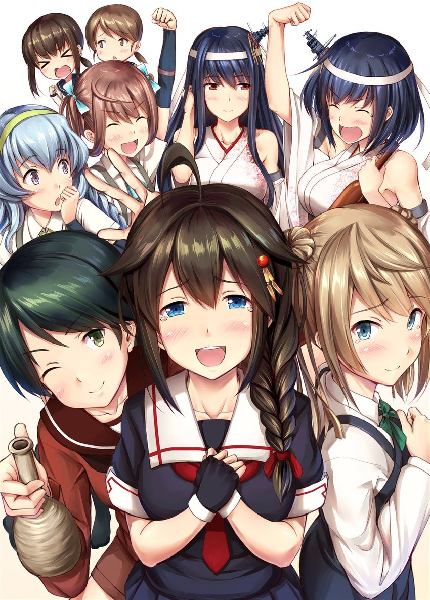 shigure, fubuki, shigure kai ni, yamashiro, fusou, and 8 more (kantai collection) drawn by ichikawa_feesu