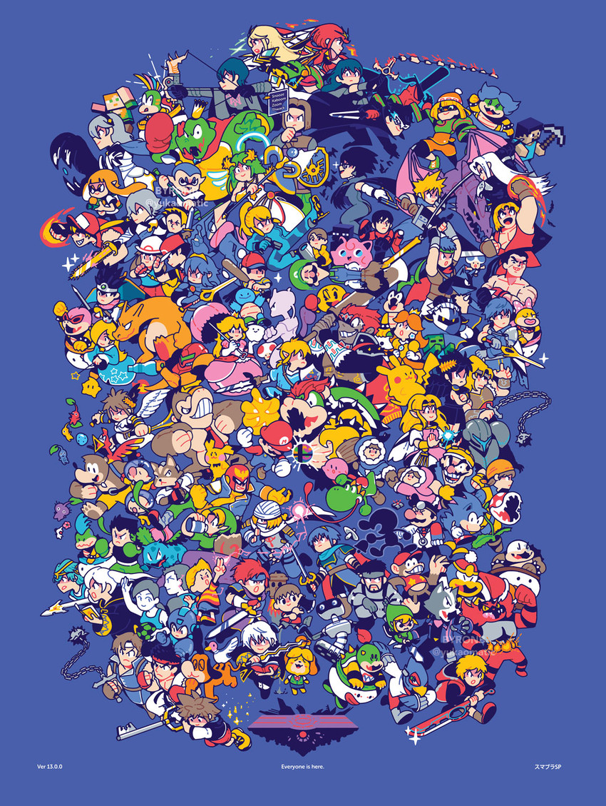 link, inkling player character, pikachu, princess zelda, inkling girl, and 119 more (pokemon and 69 more) drawn by byronb